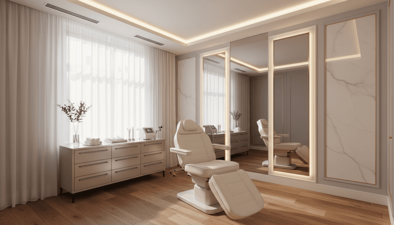 Interior de Maderoterapia Cattleya con espacios de tratamiento modernos y elegantes